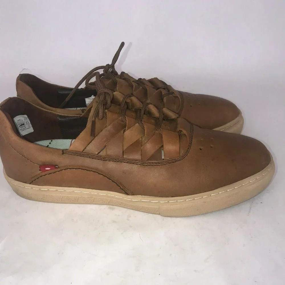 Mens Brown Leather Sneakers Oliberte Dakugo Woven Shoe - Picture 9 of 11